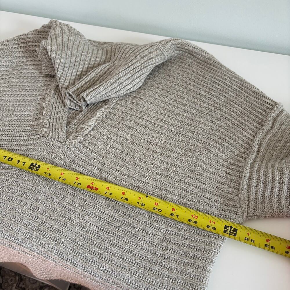 Free People Marlie Deep Ribbed Sweater Size Small Cream Collared V Neck Relaxed - Picture 12 of 13
